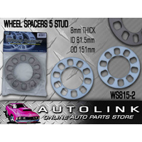 Alloy Wheel Spacers 8mm Pair Universal for 5 Stud Wheels Hubs Trailer