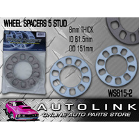 Wheel Spacers for 5 Stud Hub Steel Mag Rim Pair 8mm Thick Universal Car 4WD