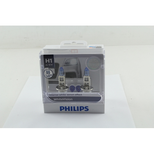 Philips 12258WHVSM White Vision H1 12V 55W Headlight Globes Inc Parker Twin Pack