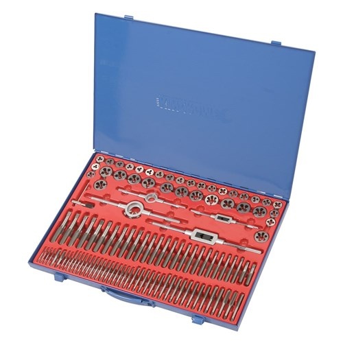 KINCROME 190822 METRIC NC NF TAP & DIE SET 110 PIECE IN METAL CASE