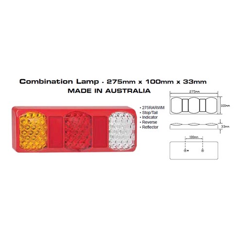 LED AUTOLAMP 275RARWM COMBINATION LAMP STOP/TAIL INDICATOR REVERSE RED x1