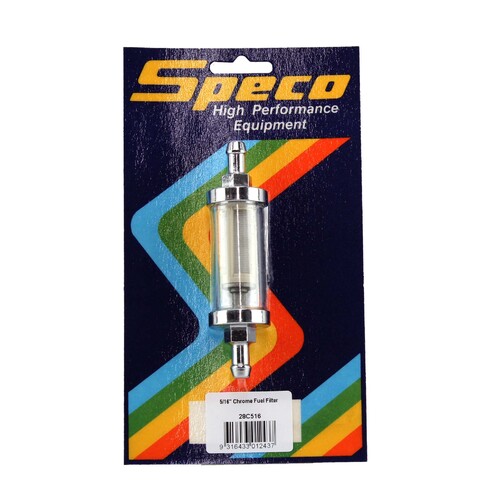 Speco 28C516 Inline Carby Fuel Filter 5/16" Inlet / Outlet With Glass Cover