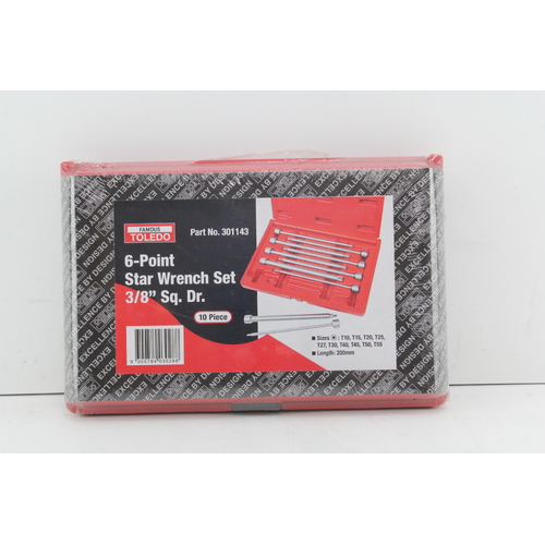 TOLEDO 301143 EXTRA LONG TORX BIT SET 3/8" DRIVE 200mm LONG 10 PIECE 