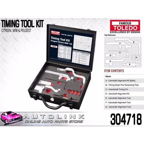 Toledo 304718 Timing Tool Kit for Mini Cooper 1.6L N12 N14 2007-2012