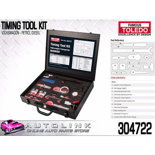 TOLEDO TIMING TOOL KIT FOR VOLKSWAGEN TRANSPORTER2.4L 2.5L TDi 1995-2005