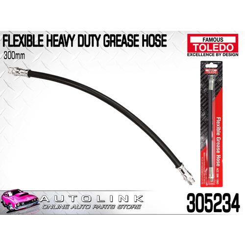 TOLEDO FLEXIBLE HEAVY DUTY GREASE HOSE - 300MM FOR HAND HELD GREASE GUNS 305234