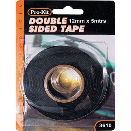 Double Sided Tape - Black 12mm x 5 Metres Roll Ideal for Car Trims 3610