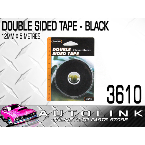 DOUBLE SIDED TAPE - BLACK 12mm x 5 metres ROLL IDEAL FOR CAR TRIMS 3610