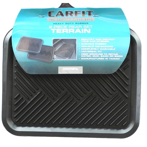 Carfit Heavy Duty Terrain Rear Rubber Car Mats Black Pair 4560281 