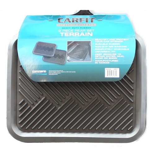 CARFIT HEAVY DUTY TERRAIN REAR RUBBER CAR MATS GREY - PAIR 4560285