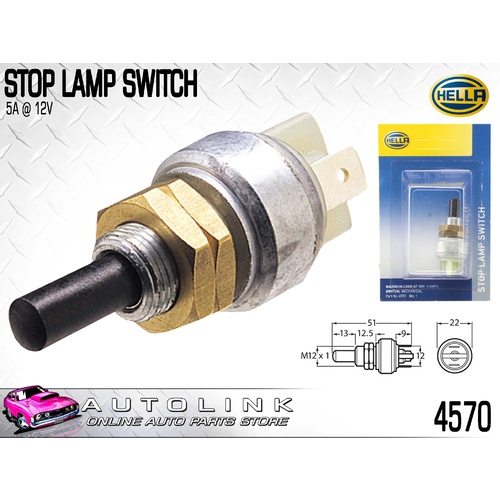 HELLA STOP LAMP SWITCH - MECHANICAL M12x1 THREAD (CHECK APPLICATION BELOW) 4570