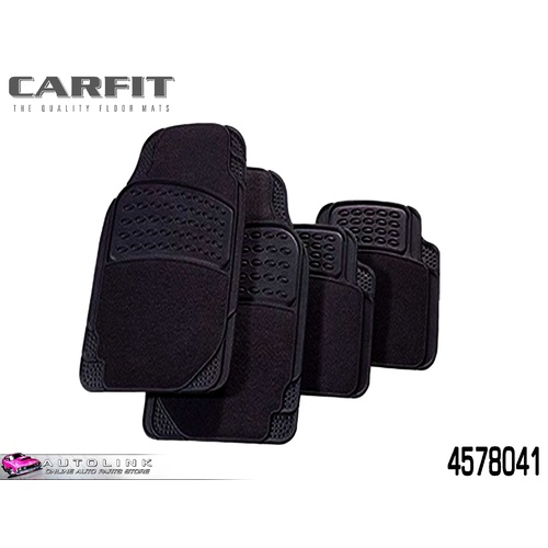 CARFIT MAJESTIC BLACK CARPET & RUBBER MAT SET - 4 PIECE UNIVERSAL FIT 4578041 
