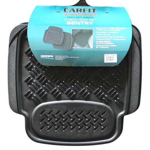 CARFIT 4590021 SENTRY REAR RUBBER CAR MATS BLACK - 2 PIECE SET UNIVERSAL
