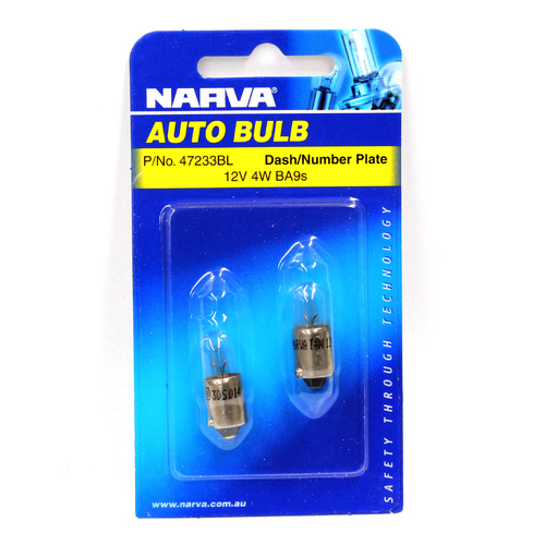 Narva 47233BL Instrument / Licence Plate Globes 12 Volt 4 Watt Base T-8.5mm Pair