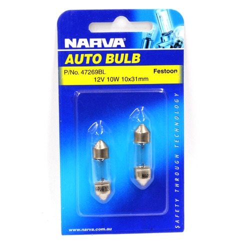 Narva Festoon Globes 12 Volt 10 Watt 10 x 31mm T-10mm Pair