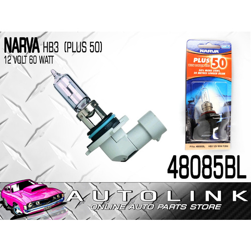 NARVA HB3 +50% GLOBE 12 VOLT - 60 WATT (PLUS 50 - LONGER LIFE) x1