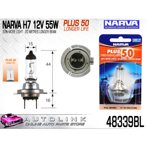 NARVA H7 PERFORMANCE GLOBE 12V 55W ( PLUS 60+ LONGER LIFE ) x1 48339BL