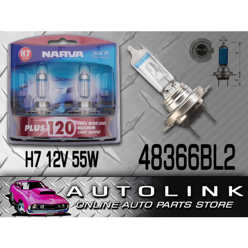 NARVA H7 +120% DRIVING SPOT LIGHT GLOBES 12V 55W 48366BL2 PAIR 120% BRIGHTER