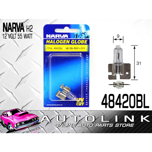 NARVA H2 GLOBE 12 VOLT 55 WATT SPOT LIGHT ( 48420BL ) x1 