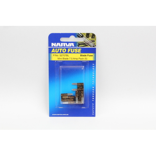NARVA MINI BLADE FUSE PACK 7.5 AMP 5 FUSES - 52707BL