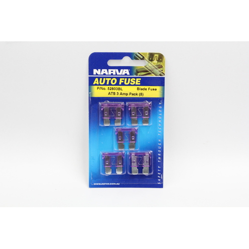 NARVA 52803BL STANDARD BLADE FUSE PACK 3A VIOLET COLOUR PACK OF x5