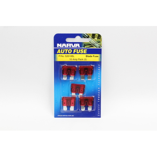 NARVA 52810BL RED STANDARD BLADE FUSE PACK 10 AMP PACK OF x5