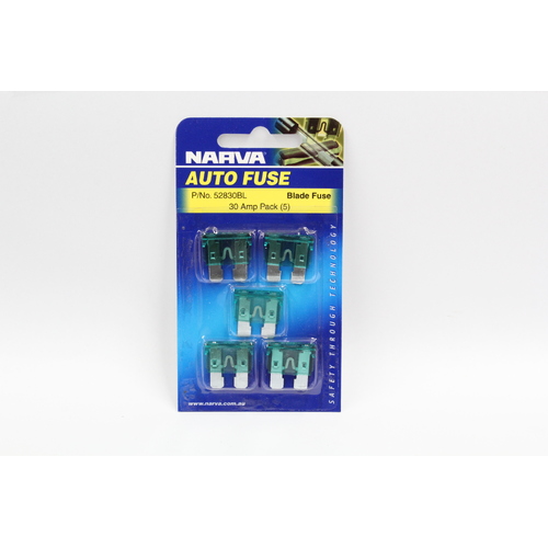 NARVA 52830BL STANDARD BLADE FUSE PACK 30A GREEN COLOUR PACK OF x5