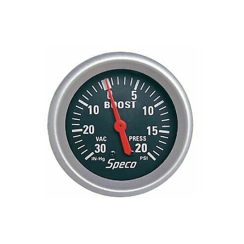 SPECO 535-03 MACHANICAL BOOST VAC GAUGE VAC 30 / 20 PSI 2-5/8" BLACK FACE