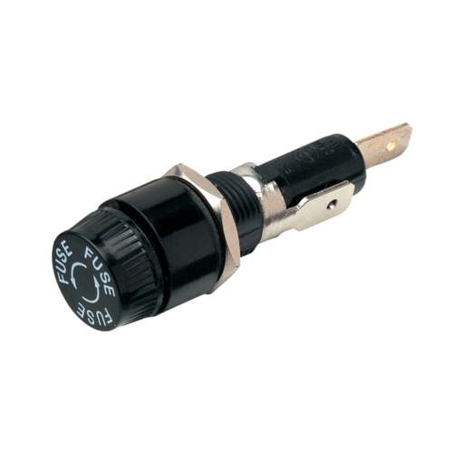 NARVA PANEL MOUNT GLASS FUSE HOLDER WITH PUSH ON TERMINALS AND 10 AMP FUSE 