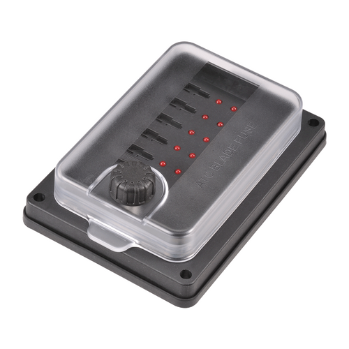 NARVA 10 WAY WATERPROOF ATS BLADE FUSE BOX WITH LED INDICATORS & COVER 54445BL 