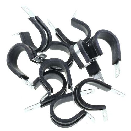 Narva 56485 Pipe Cable Support Clamps 27mm Steel P Clamp UV Rubber Cover x10