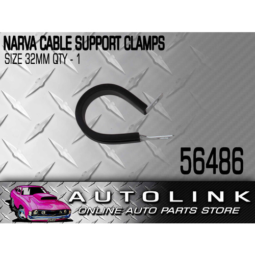 NARVA PIPE CABLE SUPPORT CLAMPS 32mm STEEL P CLAMP UV RUBBER COVER 56486 x1