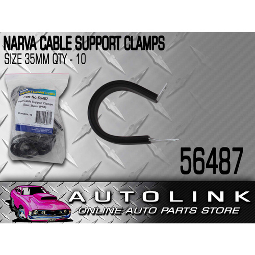NARVA PIPE CABLE SUPPORT CLAMPS 35mm STEEL P CLAMP UV RUBBER COVER 56487 x10