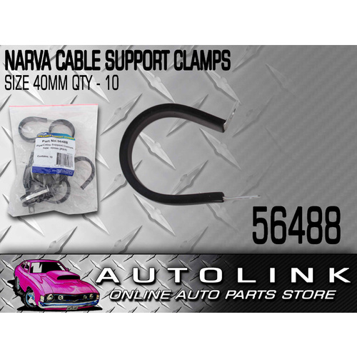 NARVA PIPE CABLE SUPPORT CLAMPS 40mm STEEL P CLAMP UV RUBBER COVER 56488 x10