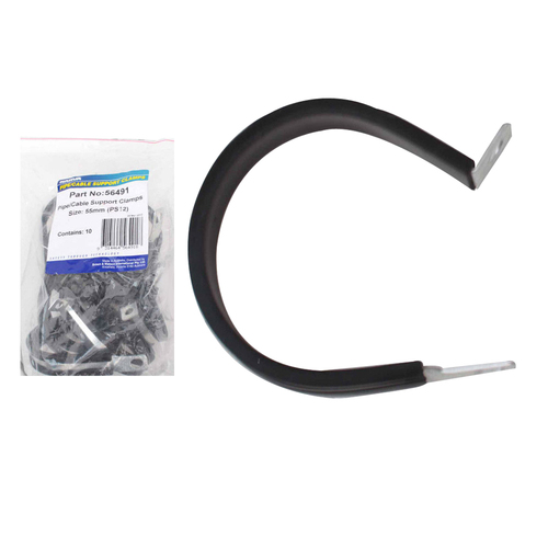 Narva Pipe Cable Support Clamps 55mm Steel P Clamp UV Rubber Cover 56491 x 10