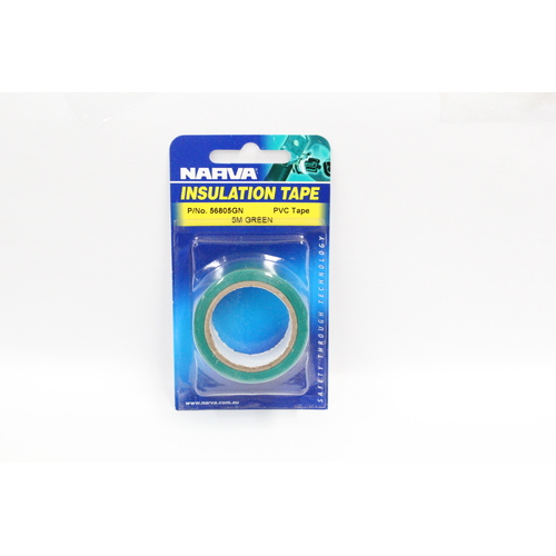 NARVA 56805GN PVC INSULATION TAPE - GREEN, MATT FINISH 19mm WIDE x 5m ROLL