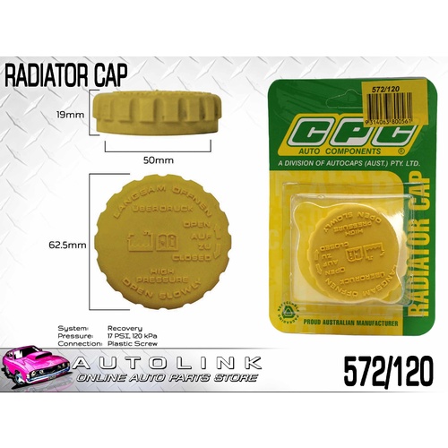 CPC RADIATOR CAP 572/120 FOR HOLDEN EPICA EP 2.0L 2.5L DIESEL PETROL 2007-11