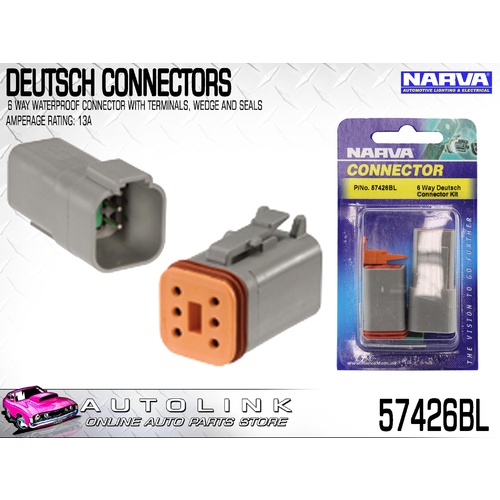 NARVA DEUTSCH CONNECTOR 6 WAY - WATERPROOF WITH TERMINALS & SEALS 57426BL