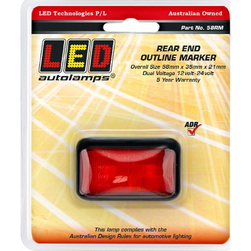 LED Autolamps 58RM 58 Series Red Rear Marker Brake Lamp 12-24V 40cm Wire