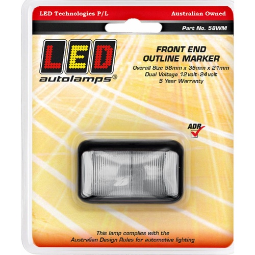 LED Autolamps 58WM 58 Series Clear Front Position Marker Lamp 12-24V 40cm Wire