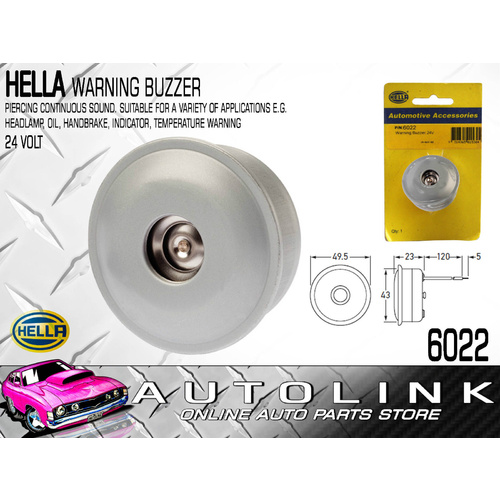 HELLA 6022 24V WARNING BUZZER 85dB - PIERCING CONTINUOUS SOUND UNIVERSAL