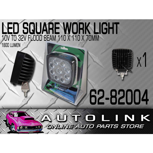 LED SQUARE WORK LAMP FLOOD BEAM 10 - 32V WITH MOUNT BRACKET 62-82004 x1
