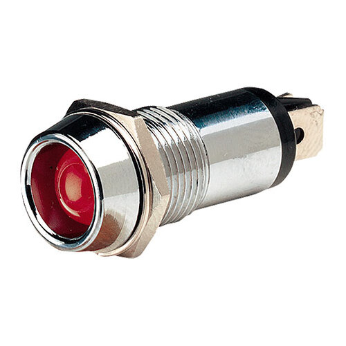 Narva 62092BL 12v Chrome Pilot Light With Red Led - 14.2mm Dia for Harley 