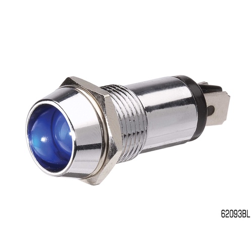 Narva 62093BL Pilot Lamp Chrome Body 12V Blue Led 14.2mm Dia