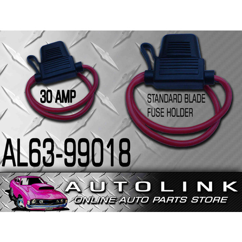 STANDARD BLADE FUSE HOLDER IN LINE 30 AMP RATING WITH PROTECTIVE CAP PAIR x2