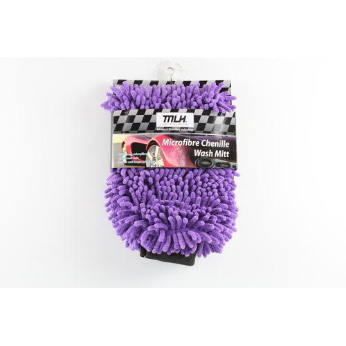 MLH 64MLH305 PURPLE MICROFIBRE WASH MITT SPONGE - LINT FREE SNUG FIT