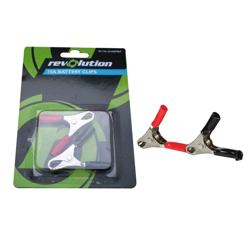 Battery Positive & Negative Clips Clamps 15 Amp Rating Twin Pack Alligator Clips