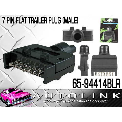 7 PIN FLAT TRAILER PLUG - MALE TERMINALS (TRAILER SIDE) PLASTIC BODY 65-94414BLR