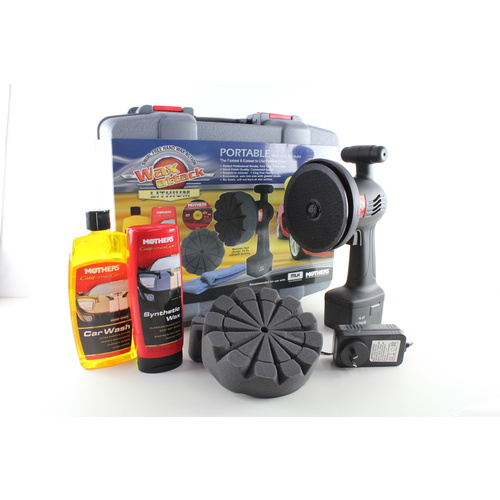 WAX ATTACK PORTABLE POLISHER KIT 14.4V LITHIUM - WITH 2 PADS WASH & WAX 