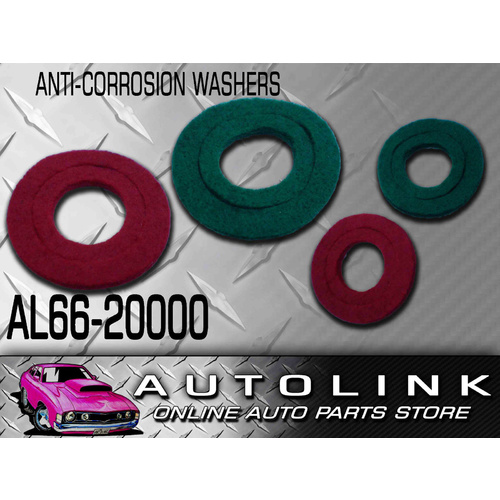 ANTI CORROSION WASHERS 1 PAIR PER PACK RED & GREEN HELPS STOP CORROSION BUILD UP